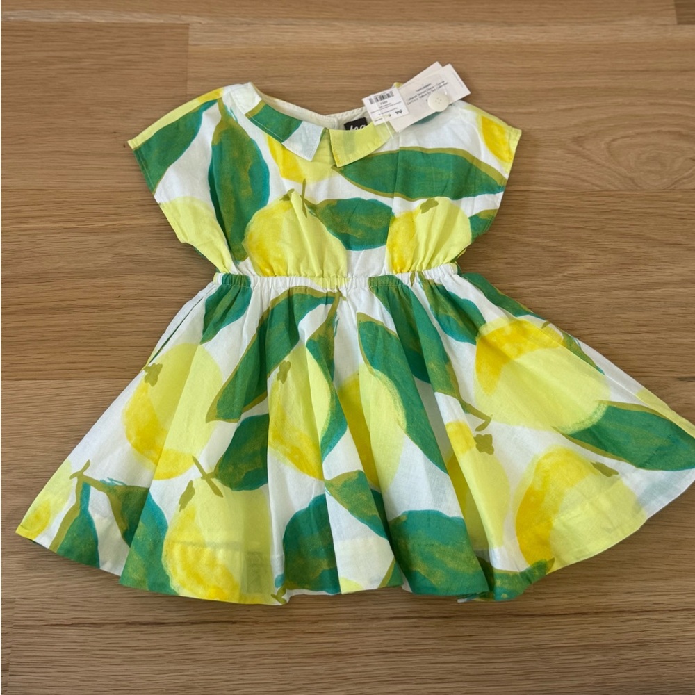 Tea Collection Yellow and Green A-Line Sundress with Flutter Sleeves